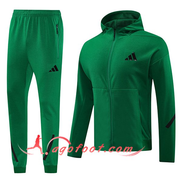 Ensemble Survetement Veste A Capuche Coupe-Vent Adidas Vert 2024/2025