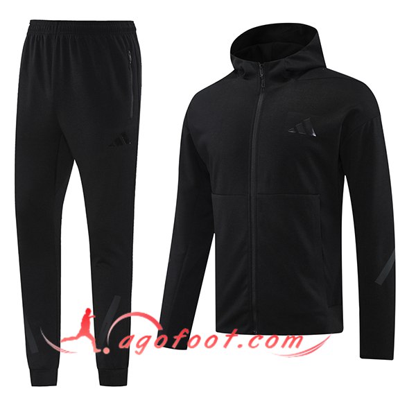 Ensemble Survetement Veste A Capuche Coupe-Vent Adidas Noir 2024/2025
