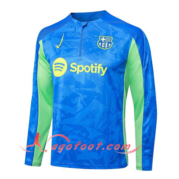 Sweatshirt Training FC Barcelone Bleu/Vert 2024/2025