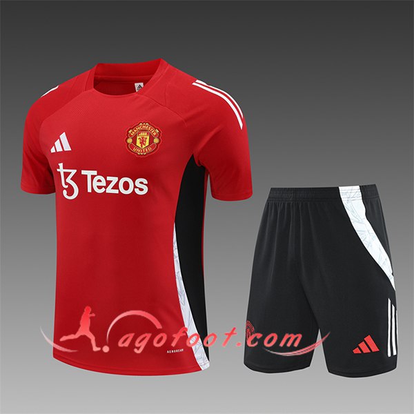 Ensemble Training T-Shirts Manchester United Enfant Rouge/Noir 2024/2025