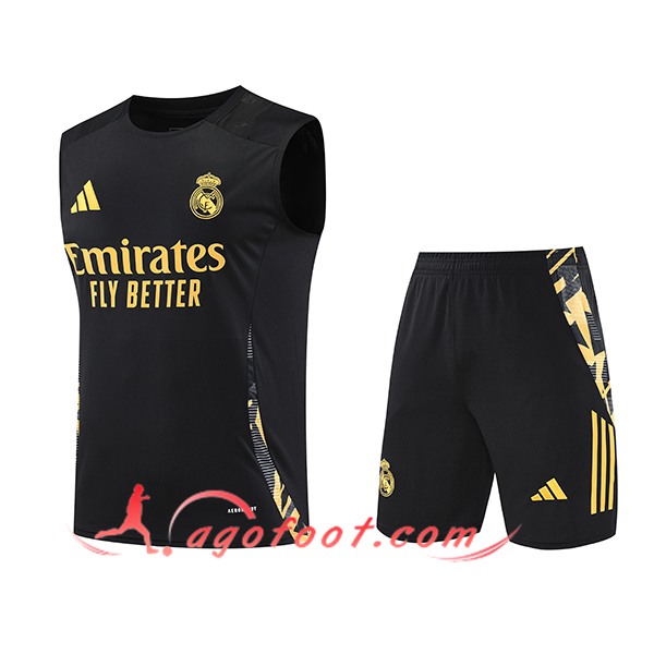 Ensemble Training Debardeur Real Madrid Noir/Jaune 2024/2025 -03