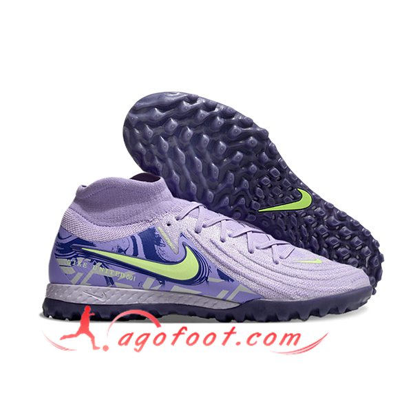 Nike Chaussures de Foot Phantom Luna Elite NU TF Pourpre/Vert