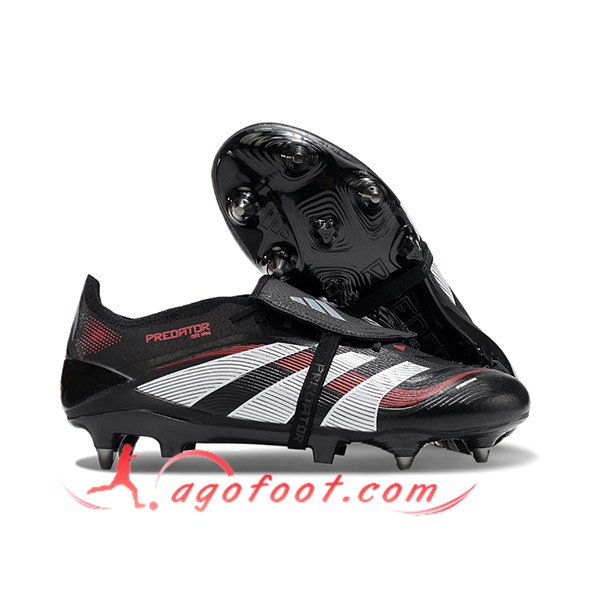 Adidas Chaussures de Foot 25 Predator Elite Tongue FG Noir/Blanc/Rouge