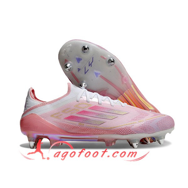 Adidas Chaussures de Foot F50 Elite SG Rose/Blanc
