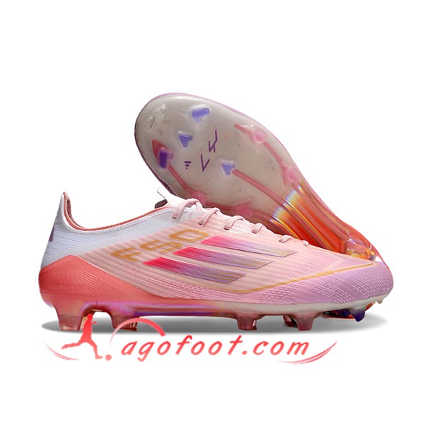 Adidas Chaussures de Foot F50 ELITE FG Rose/Blanc