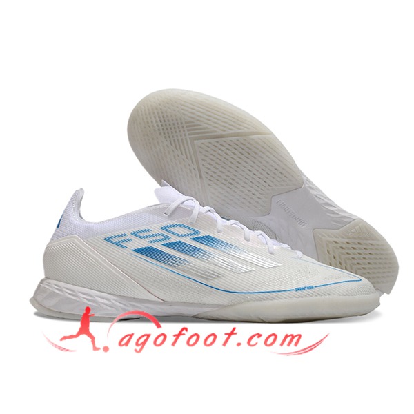 Adidas Chaussures de Foot F50 PRO IC Blanc/Bleu