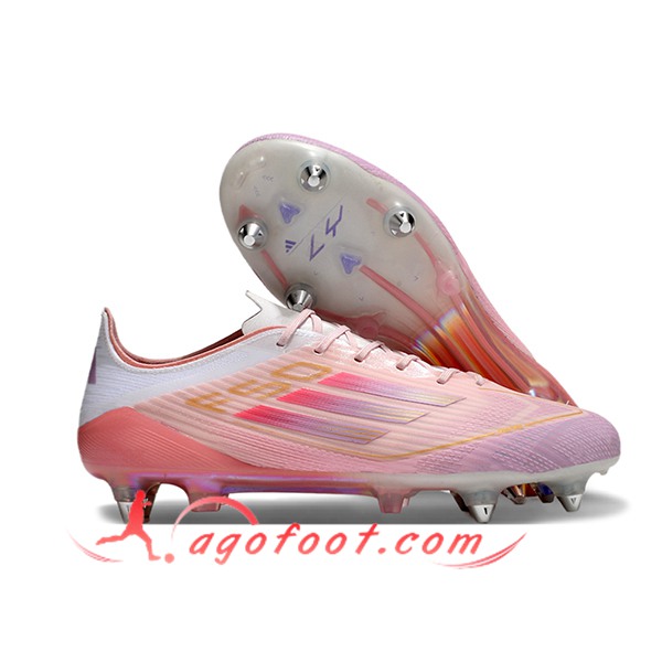 Adidas Chaussures de Foot F50 ELITE SG Rose/Blanc -02