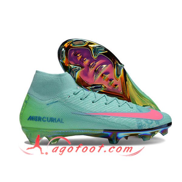 Nike Chaussures de Foot AIR Zoom Mercurial Vapor 16 Elite XXV FG SE Vert/Rose -02