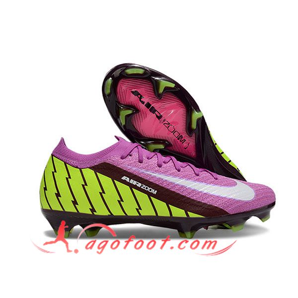Nike Chaussures de Foot AIR Zoom Mercurial Vapor 16 Elite XXV FG Pourpre/Vert/Blanc