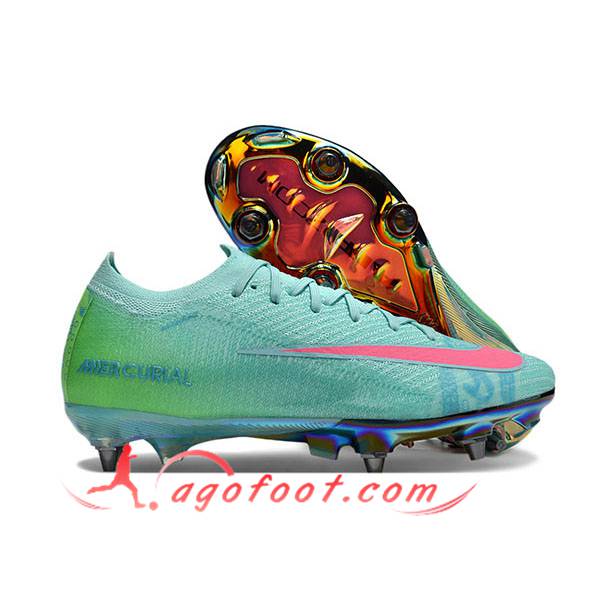 Nike Chaussures de Foot AIR ZOOM MERCURIAL VAPOR XVI ELITE SG-PRO Vert/Rose