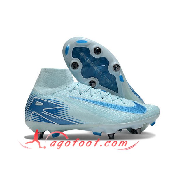 Nike Chaussures de Foot Air Zoom Mercurial Superfly IIX Elite SG Bleu