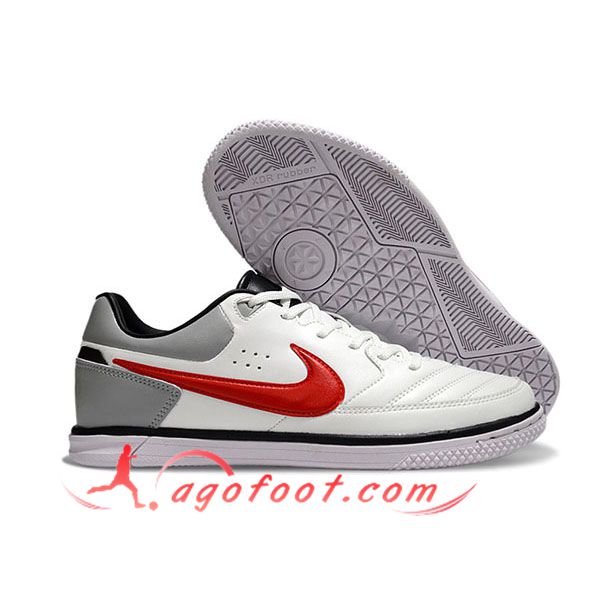 Nike Chaussures de Foot Gato IC Blanc/Gris/Rouge