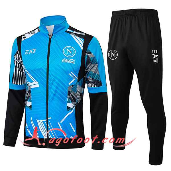 Ensemble Survetement de Foot Veste Foot SSC Naples Bleu/Noir 2024/2025