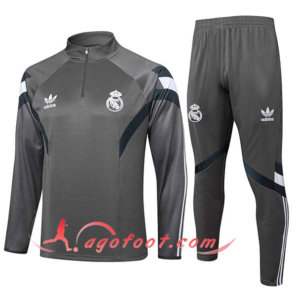 Ensemble Survetement de Foot Real Madrid Gris 2024/2025