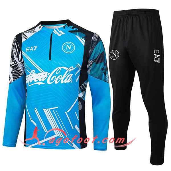 Ensemble Survetement de Foot SSC Naples Bleu/Blanc/Noir 2024/2025