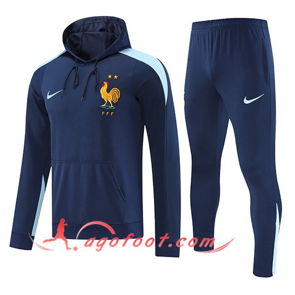 Ensemble Veste A Capuche Survetement de Foot France Bleu Royale 2024/2025