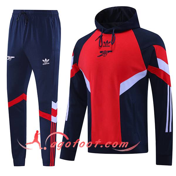 Ensemble Survetement Veste A Capuche Arsenal Bleu/Rouge/Blanc 2024/2025