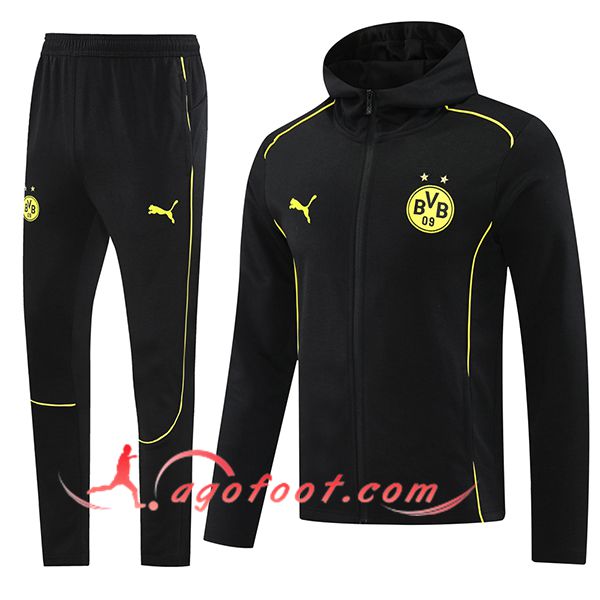 Ensemble Survetement Veste A Capuche Dortmund Noir/Jaune 2024/2025