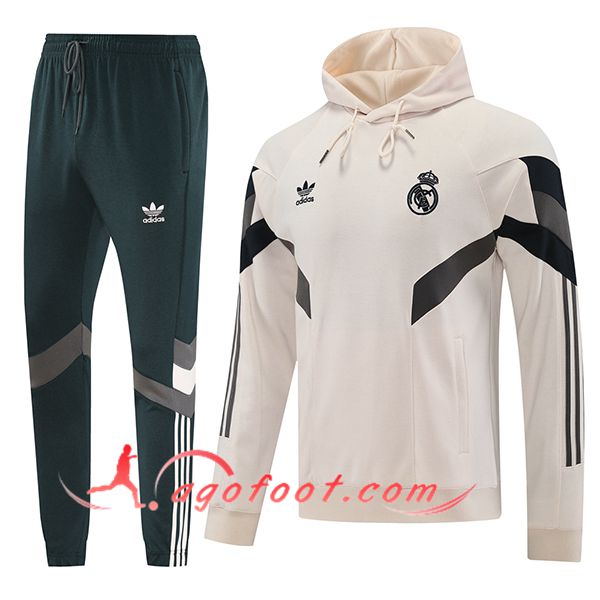 Ensemble Survetement Veste A Capuche Real Madrid Rose/Noir 2024/2025