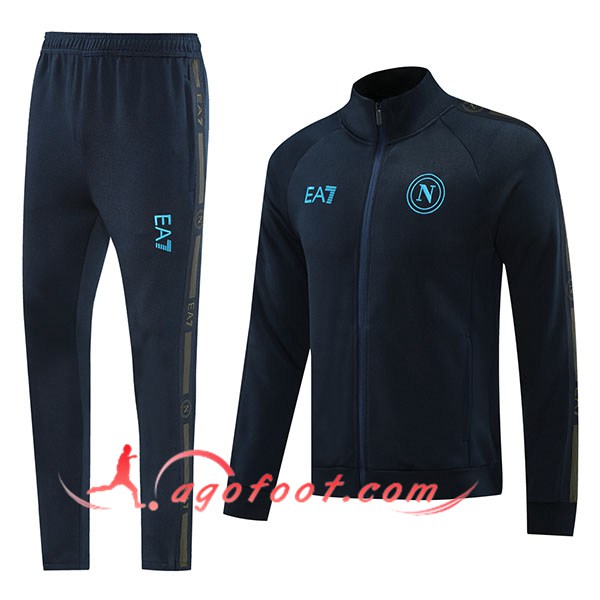 Ensemble Survetement de Foot Veste Foot SSC Naples Bleu Royal 2024/2025