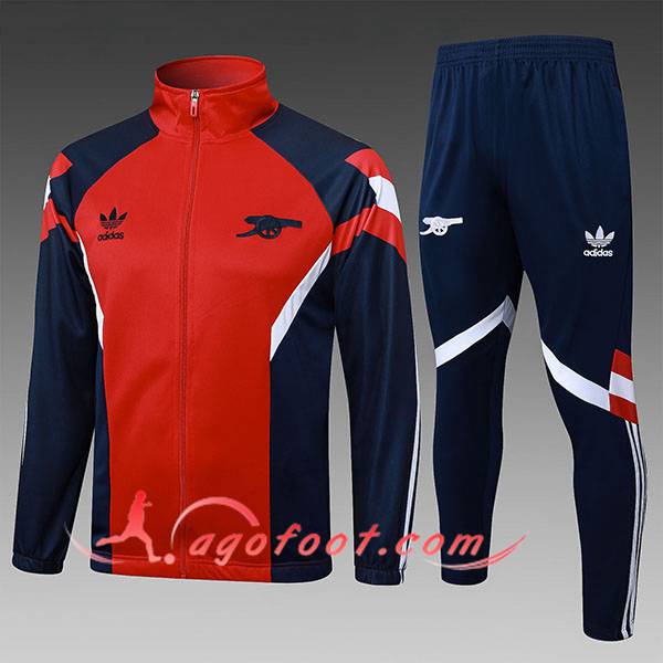 Ensemble Survetement de Foot Veste Foot Arsenal Enfant Rouge/Bleu/Blanc 2024/2025