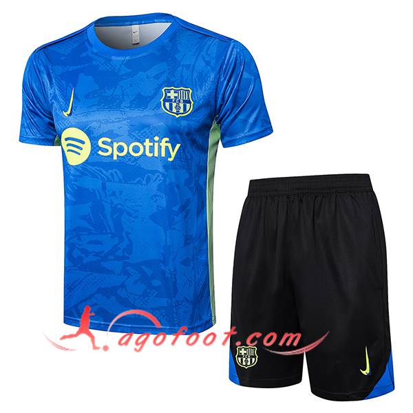 Ensemble Training T-Shirts FC Barcelone Bleu/Vert 2025/2026