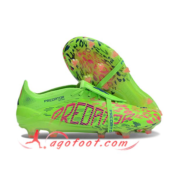 Adidas Chaussures de Foot 25 Predator Elite Tongue FG Vert/Rouge