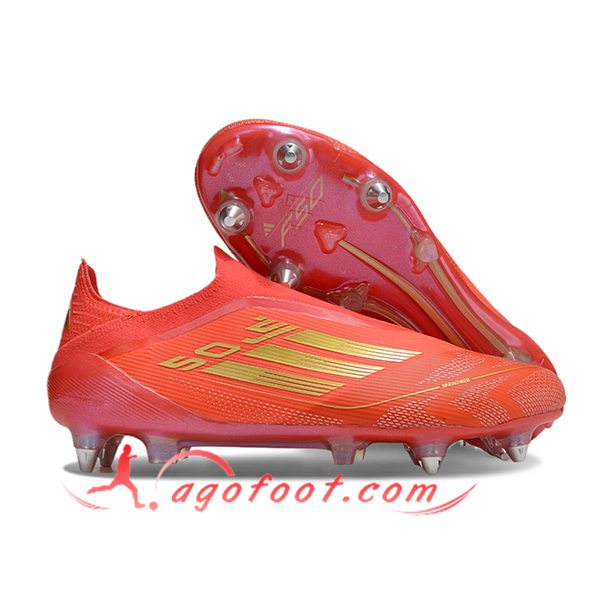 Adidas Chaussures de Foot F50 Elite Laceless SG Orange/Rose/Jaune