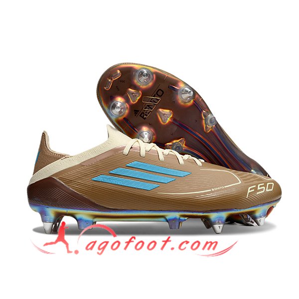 Adidas Chaussures de Foot F50 Elite SG Brun/Bleu -02