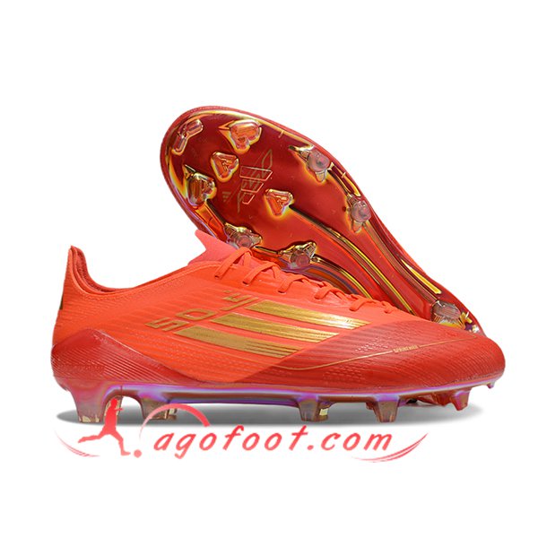 Adidas Chaussures de Foot F50 ELITE FG Orange/Rose/Jaune -02