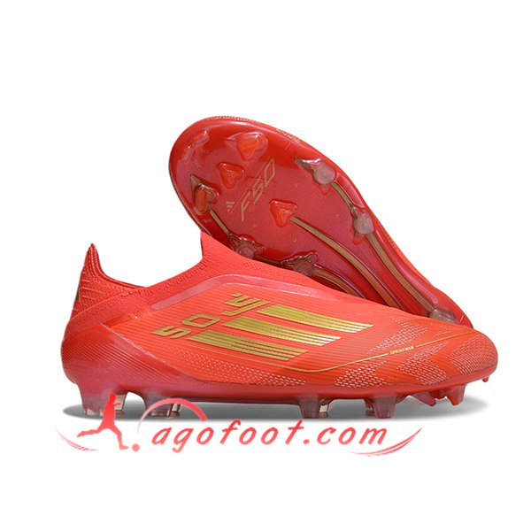 Adidas Chaussures de Foot F50 Elite Laceless FG Orange/Rose/Jaune