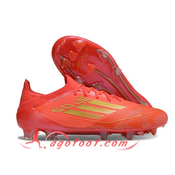 Adidas Chaussures de Foot F50 Elite FG Orange/Rose/Jaune -03