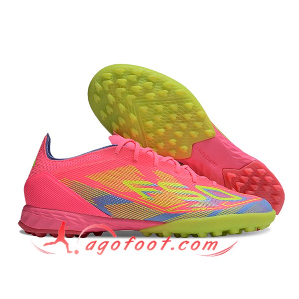 Adidas Chaussures de Foot F50 PRO TF Rose/Vert/Bleu