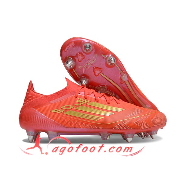 Adidas Chaussures de Foot F50 Elite SG Orange/Rose/Jaune -02