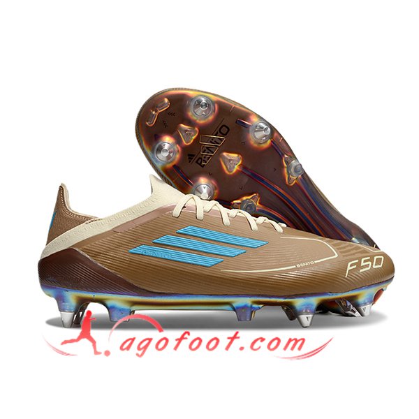 Adidas Chaussures de Foot F50 Elite SG Brun/Bleu -03