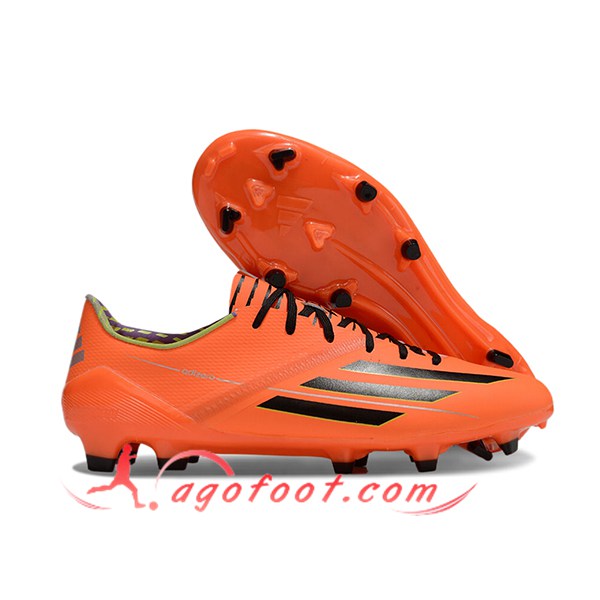 Adidas Chaussures de Foot F50 Elite FG Orange/Noir -03
