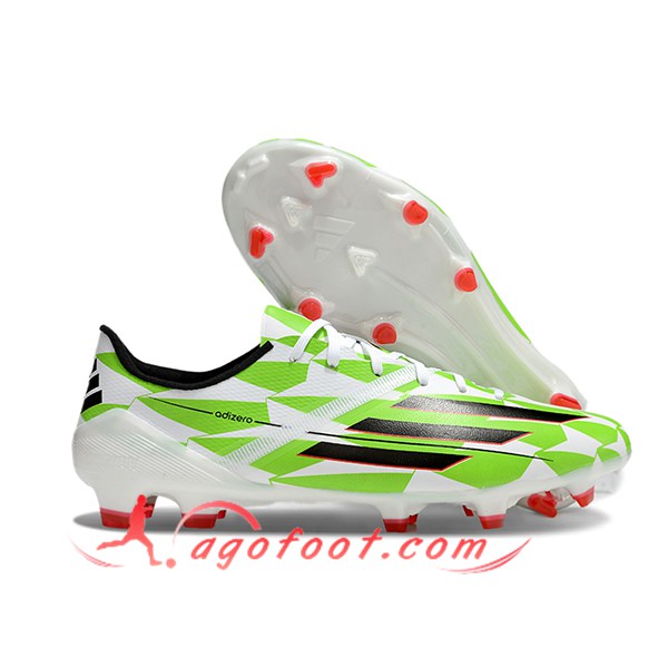 Adidas Chaussures de Foot F50 Elite FG Blanc/Vert/Noir -02