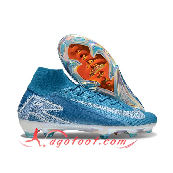 Nike Chaussures de Foot Air Zoom Mercurial Superfly IIX Elite FG Bleu/Blanc