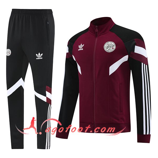 Ensemble Survetement de Foot Veste Foot Ajax Rouge/Noir/Blanc 2025/2026