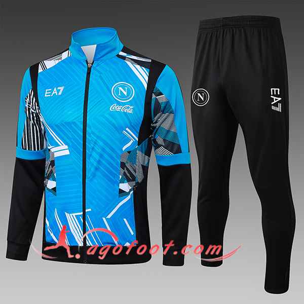 Ensemble Survetement de Foot Veste Foot SSC Naples Enfant Bleu/Noir 2025/2026