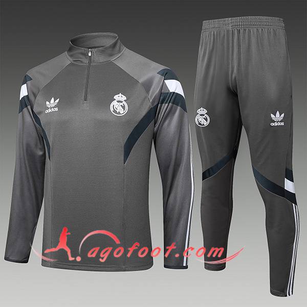 Ensemble Survetement de Foot Real Madrid Enfant Gris 2025/2026