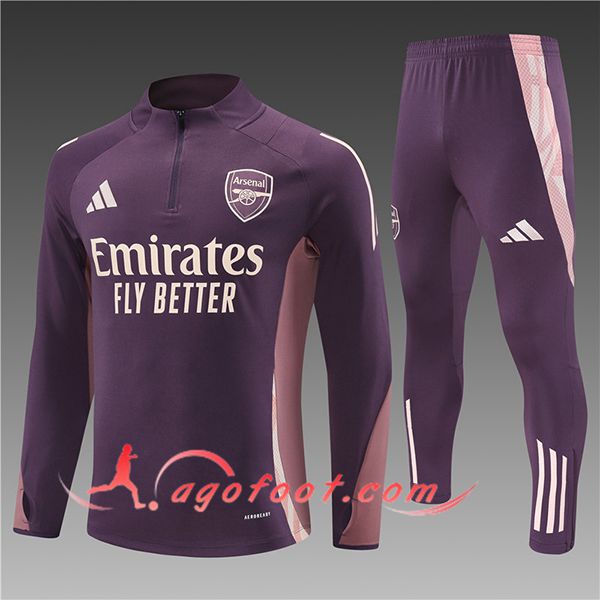 Ensemble Survetement de Foot Arsenal Enfant Pourpre/Rose 2025/2026