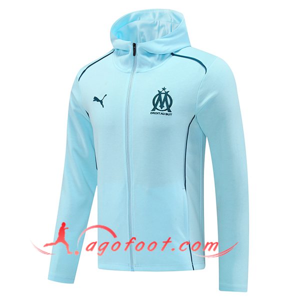 Veste A Capuche Marseille Bleu Clair 2025/2026