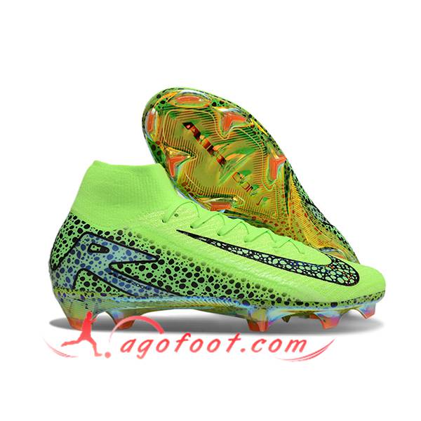 Nike Chaussures de Foot Air Zoom Mercurial Superfly IIX Elite FG Vert/Noir/Bleu