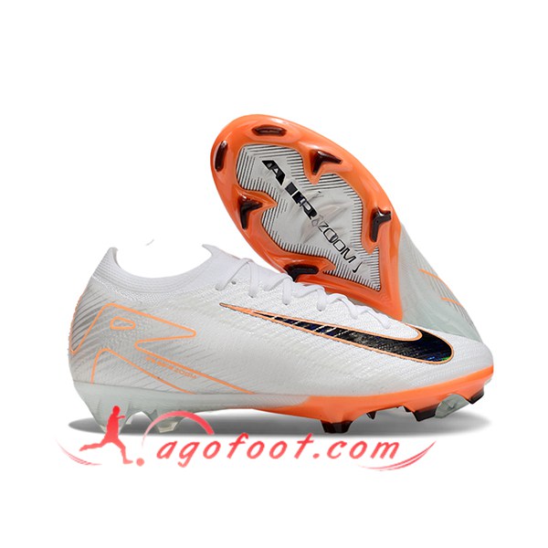 Nike Chaussures de Foot AIR Zoom Mercurial Vapor 16 Elite XXV FG Blanc/Orange/Noir
