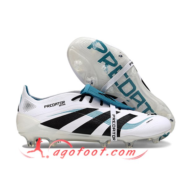 Adidas Chaussures de Foot 25 Predator Elite Tongue FG Blanc/Noir/Bleu