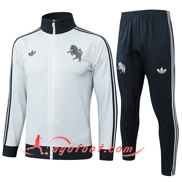 Ensemble Survetement de Foot Veste Foot Juventus Gris Clair 2025/2026