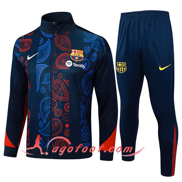 Ensemble Survetement de Foot Veste Foot FC Barcelone Bleu/Rouge 2025/2026