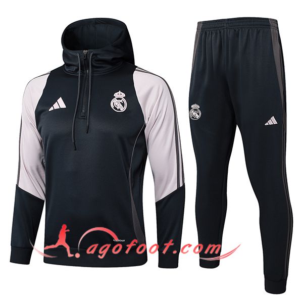 Ensemble Survetement Veste A Capuche Real Madrid Gris Foncé 2025/2026