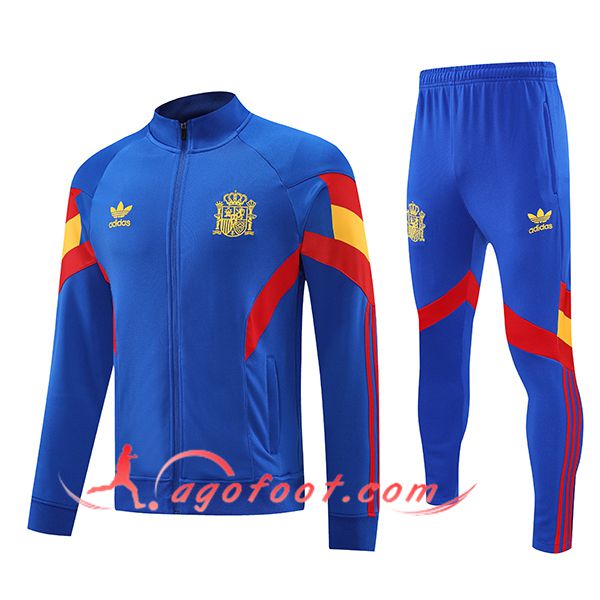 Ensemble Survetement de Foot Veste Foot Espagne Bleu/Rouge/Jaune 2025/2026